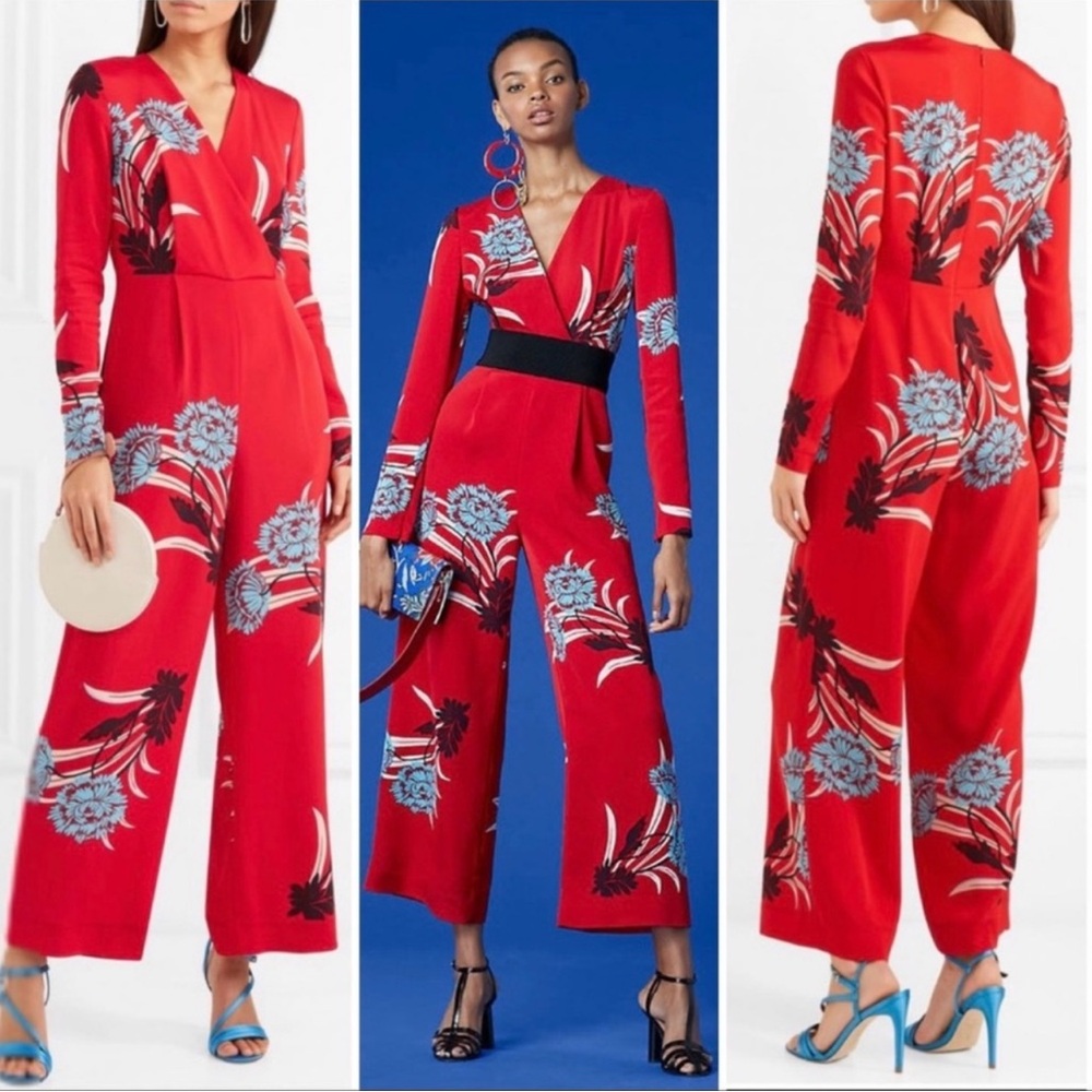 Diane Von Fürstenberg "Floral Crossover Jumpsuit"